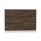 Kitchen Island for Kitchen, Dining Room, White / Dark Walnut