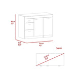 Kitchen Island for Kitchen, Dining Room, White / Dark Walnut