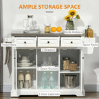 Rolling Kitchen Island with Storage, Stainless Steel Top, Spice Rack