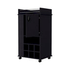 Allandale 1-Door Bar Cart with Wine Rack and Casters Black