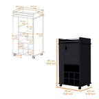 Allandale 1-Door Bar Cart with Wine Rack and Casters Black