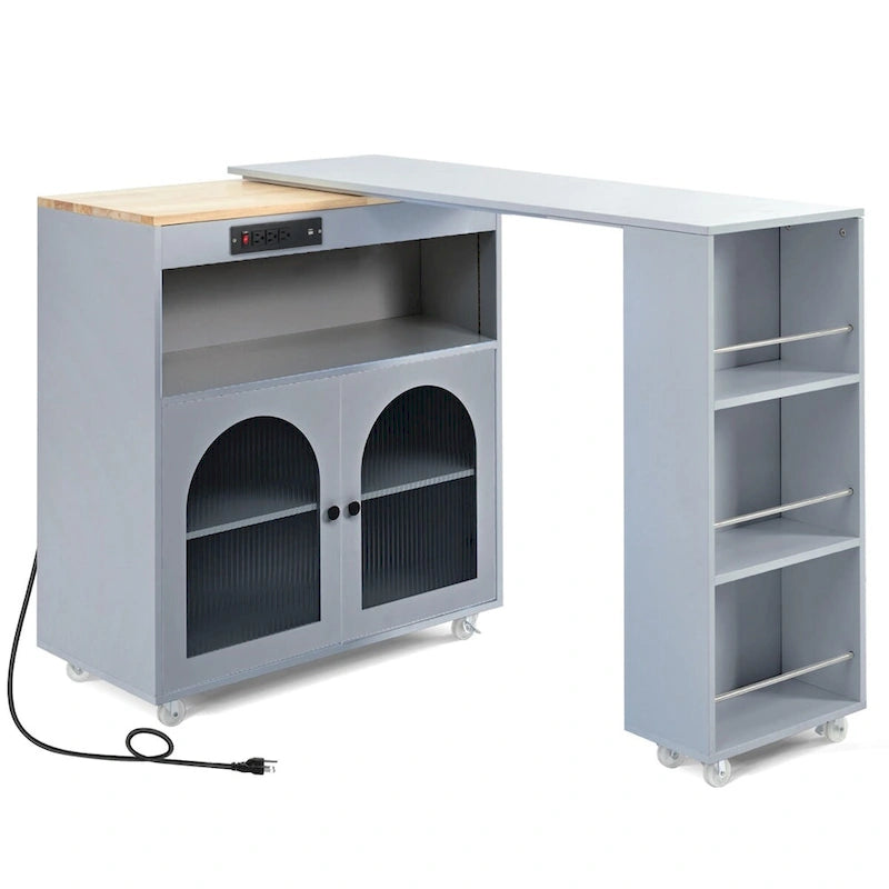 Rolling Kitchen Island With Extended Table,Kitchen Island on Wheels