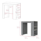 Kitchen Island Doyle, Kitchen, Concrete Gray / Ibiza Marble,High quality and durable