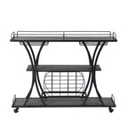 Industrial Bar Cart Kitchen Bar&Serving Cart with Wheels 3 Storage Shelves