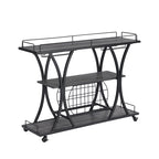 Industrial Bar Cart Kitchen Bar&Serving Cart with Wheels 3 Storage Shelves