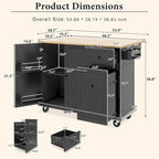53.9 W Modern Versatile Kitchen Island with Drop Leaf and 3 Drawer Cabinets