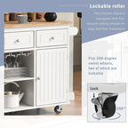 47 Modern Kitchen Cart with Electrical Outlet, Rubberwood Kitchen Island with Drop Leaf and Adjustable Storage Cabinet