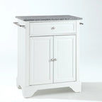 Crosley LaFayette Solid Granite Top Portable Kitchen Island in White Finish - 31 W x 18 D x 35 H