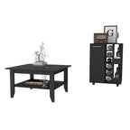 Payson 2-Piece Living Room Set, Bar Cart + Coffee Table, Black for Kitchen, Party and Living Room