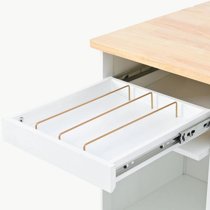 Kitchen Island with Drop Leaf and LED Light