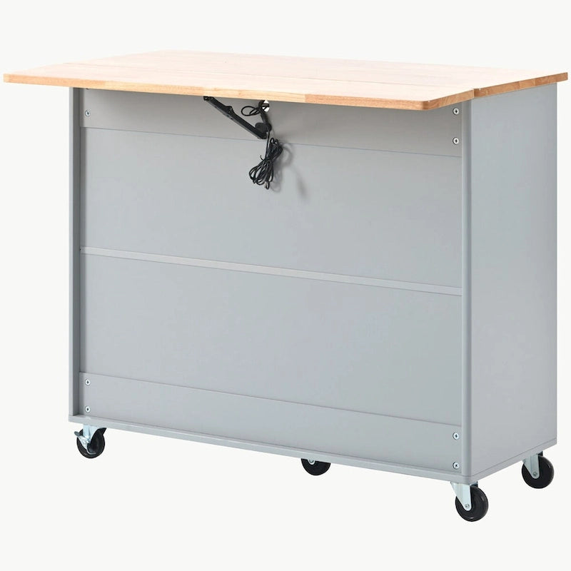 Kitchen Island with Drop Leaf and LED Light