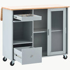 Kitchen Island with Drop Leaf and LED Light