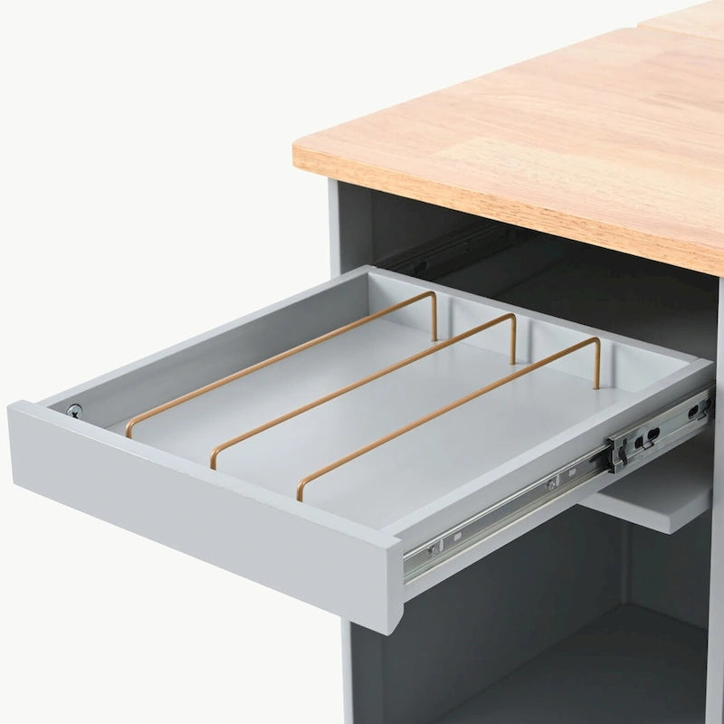 Kitchen Island with Drop Leaf and LED Light