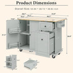 53.9 Kitchen Island Cart with Drop Leaf on Wheels