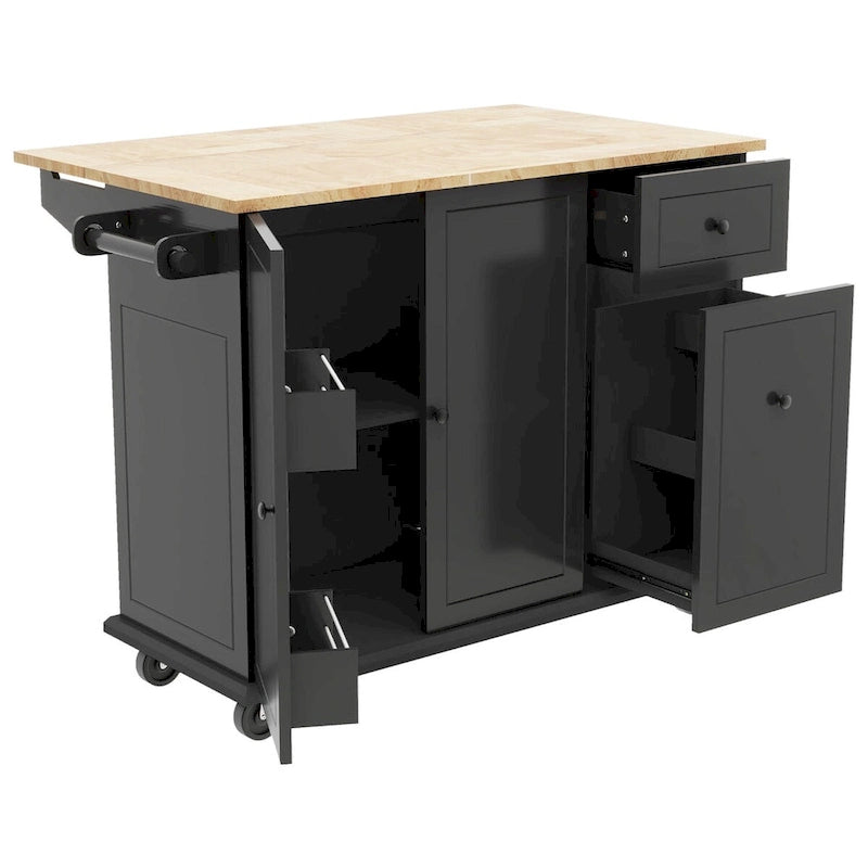 53.9 Kitchen Island Cart with Drop Leaf on Wheels