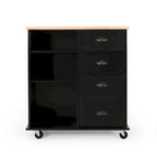 Contemporary Wood Kitchen Cart with Wheels Drawers and Cabinet by Christopher Knight Home