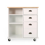 Contemporary Wood Kitchen Cart with Wheels Drawers and Cabinet by Christopher Knight Home