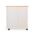 Contemporary Wood Kitchen Cart with Wheels Drawers and Cabinet by Christopher Knight Home
