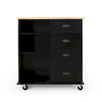 Contemporary Wood Kitchen Cart with Wheels Drawers and Cabinet by Christopher Knight Home