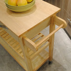 Simple Design Kitchen Island&Cart ,Double Display Shelves and 2 Drawer with Wood Top