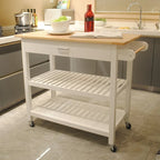 MDF Kitchen Cart with Two Lockable Wheels