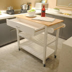 MDF Kitchen Cart with Two Lockable Wheels