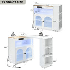 LED Lights Kitchen Island Cart With Extended Table and Power Outlets