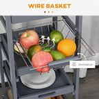 Mobile Rolling Kitchen Island Trolley Serving Cart