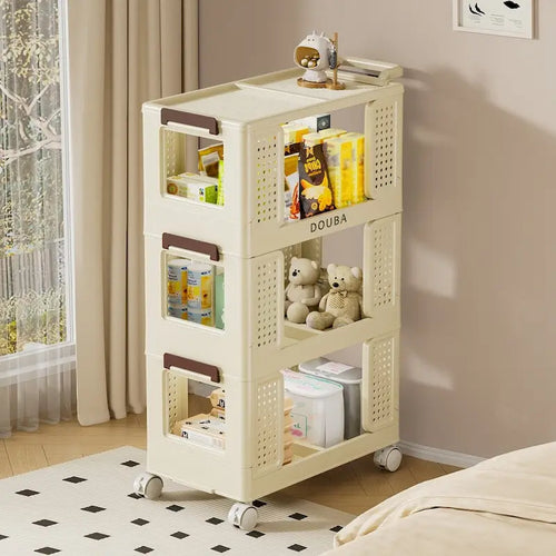 3-Tier Kitchen Storage Cart with Lockable Wheels