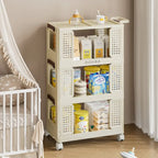 3-Tier Kitchen Storage Cart with Lockable Wheels