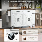 53.5Farmhouse Kitchen Island with Power Outlet, Kitchen Storage Island with Drop Leaf, Spice Rack and Drawer