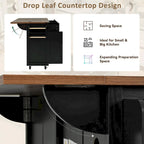 53.5Farmhouse Kitchen Island with Power Outlet, Kitchen Storage Island with Drop Leaf, Spice Rack and Drawer