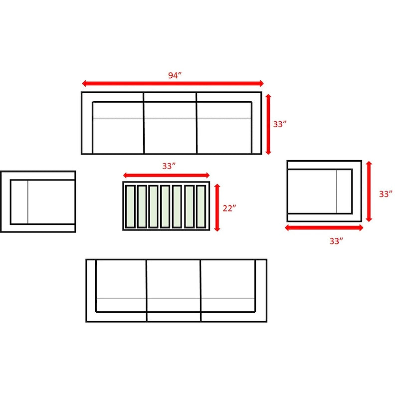LSI 9 Piece Sectional Seating Group With Cushion