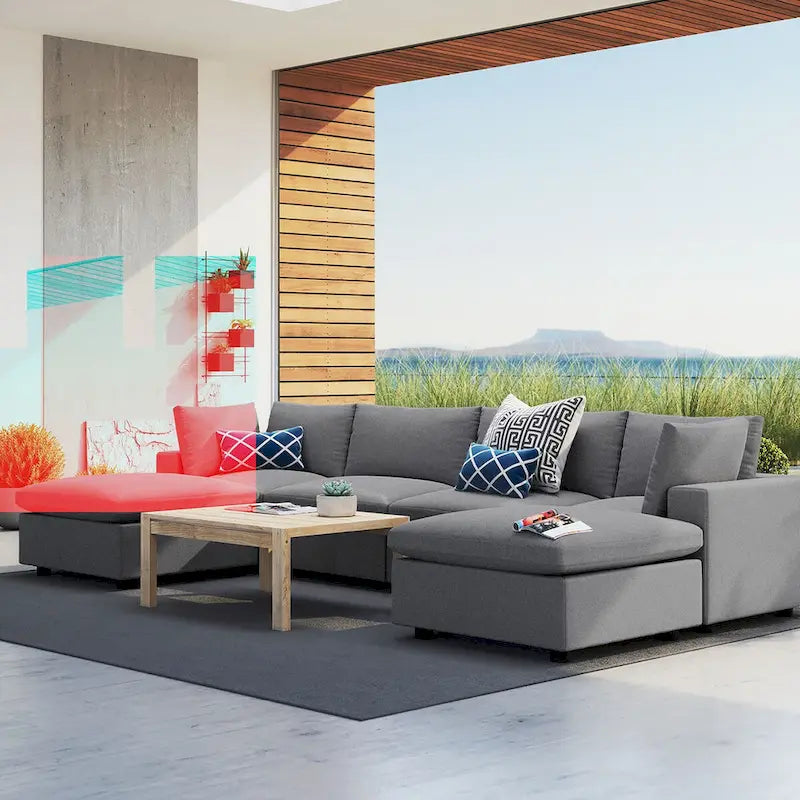 Commix 6-Piece Sunbrella Outdoor Patio Sectional Sofa