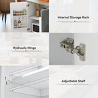 51 in. W Kitchen Island Retro Drop-Leaf Desktop on 4 Wheels with Internal Storage Rack and Towel Rack