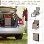 VredHom Outdoor Portable Folding Chaise Lounge Chair with Table (Set of 3) - 70 L x 20 W x 14 H