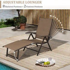 VredHom Outdoor Portable Folding Chaise Lounge Chair with Table (Set of 3) - 70 L x 20 W x 14 H