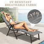 VredHom Outdoor Portable Folding Chaise Lounge Chair with Table (Set of 3) - 70 L x 20 W x 14 H