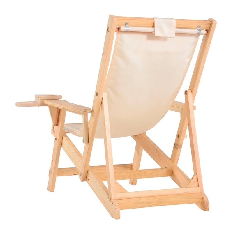Romantic Collection Canvas Sling Chairs with Cup and Wine Holder and end table