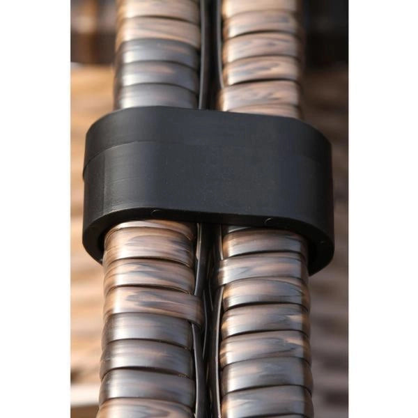 LSI Grey/ Brown Wicker 7-piece Cup Table Fire Pit Set