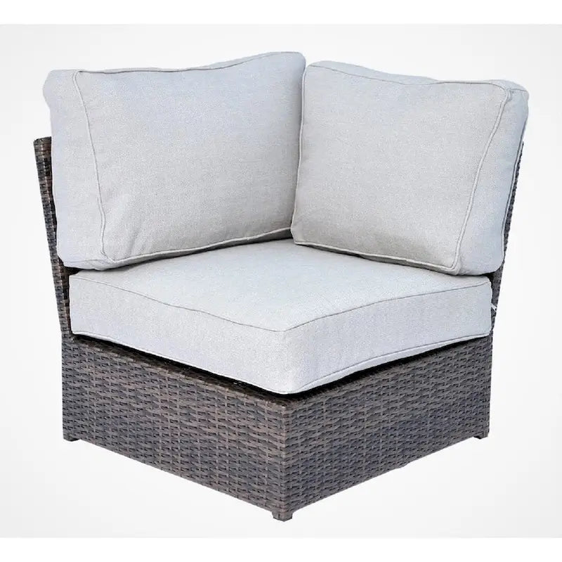 LSI Grey/ Brown Wicker 7-piece Cup Table Fire Pit Set