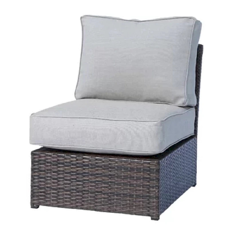 LSI Grey/ Brown Wicker 7-piece Cup Table Fire Pit Set