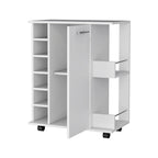 Woodland Bar Cart with Casters, Wine Rack and Open Shelf Black