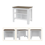 Hayne 9-Shelf 2-Door 2-piece Kitchen Set, Kitchen Island and Pantry White and Walnut