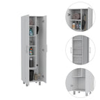 Hayne 9-Shelf 2-Door 2-piece Kitchen Set, Kitchen Island and Pantry White and Walnut