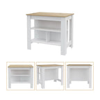 Hayne 9-Shelf 2-Door 2-piece Kitchen Set, Kitchen Island and Pantry White and Walnut