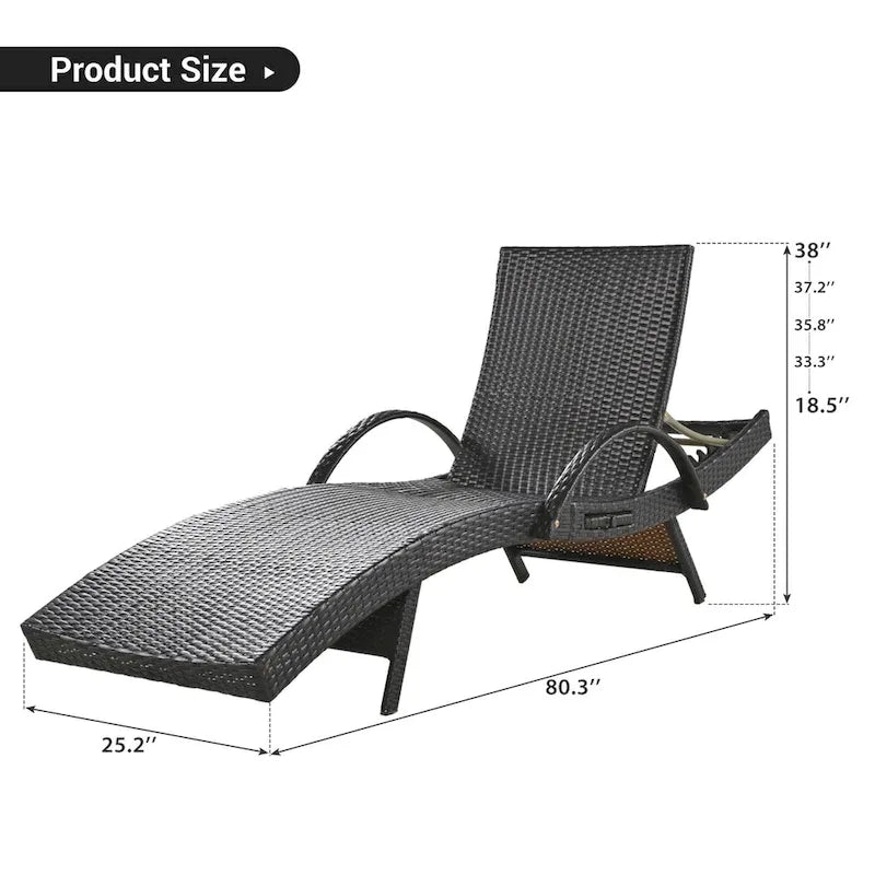 Outdoor wicker chaise lounge set, 2 pieces