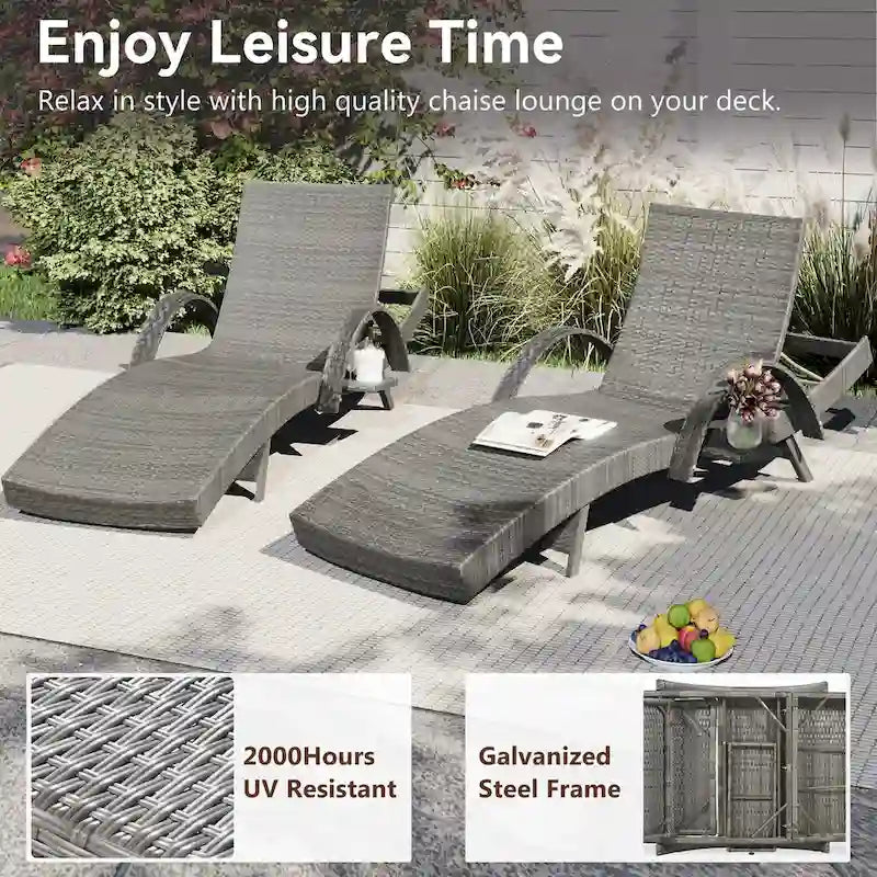Outdoor wicker chaise lounge set, 2 pieces