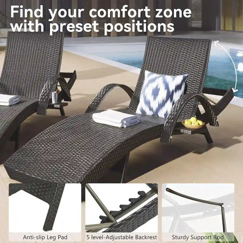 Outdoor wicker chaise lounge set, 2 pieces