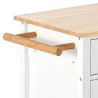 Kitchen Island Cart with Solid Wood Top, Locking Wheels, Spice & Towel Rack